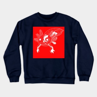 kawaii axolotl in totonac xochimilco pattern style ecopop in red Crewneck Sweatshirt